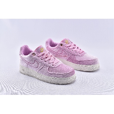 Nike Air Force 1 Low 07 Premium Pink Velour AT4144-600 Pink Rise/Pink Rise-Sail-Metallic Gold Mens Womens Shoes