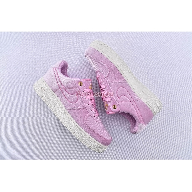 Nike Air Force 1 Low 07 Premium Pink Velour AT4144-600 Pink Rise/Pink Rise-Sail-Metallic Gold Mens Womens Shoes