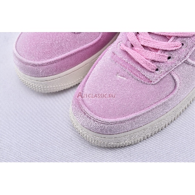 Nike Air Force 1 Low 07 Premium Pink Velour AT4144-600 Pink Rise/Pink Rise-Sail-Metallic Gold Mens Womens Shoes