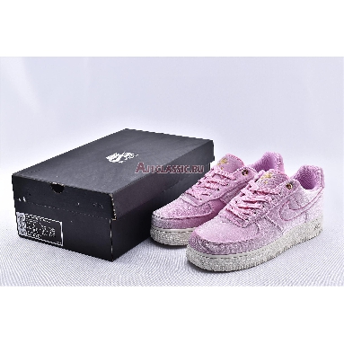 Nike Air Force 1 Low 07 Premium Pink Velour AT4144-600 Pink Rise/Pink Rise-Sail-Metallic Gold Mens Womens Shoes