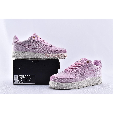 Nike Air Force 1 Low 07 Premium Pink Velour AT4144-600 Pink Rise/Pink Rise-Sail-Metallic Gold Mens Womens Shoes