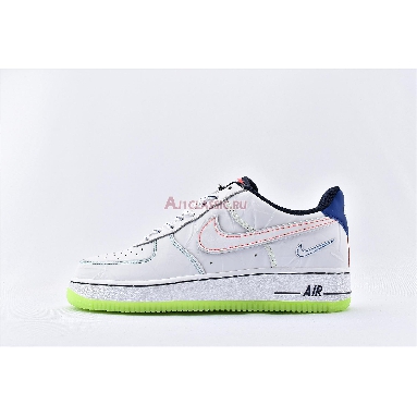 Nike Air Force 1 Low BG Outside the Lines CV2421-100 White/White/Racer Blue/Aurora Green Mens Womens Shoes