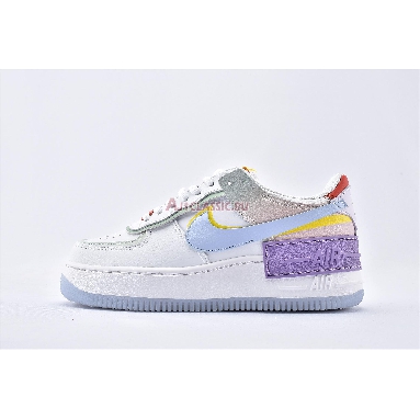 Nike Wmns Air Force 1 Shadow White Hydrogen Blue CW2630-141 White/Hydrogen Blue/Purple/White Mens Womens Shoes