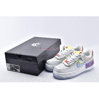 Nike Wmns Air Force 1 Shadow White Hydrogen Blue CW2630-141 White/Hydrogen Blue/Purple/White Mens Womens Shoes