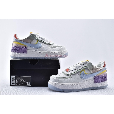 Nike Wmns Air Force 1 Shadow White Hydrogen Blue CW2630-141 White/Hydrogen Blue/Purple/White Mens Womens Shoes