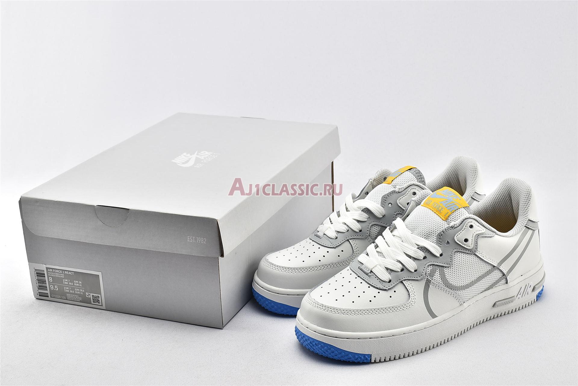 New Nike Air Force 1 React "Smoke Grey Gold" CT1020-100 Shoes