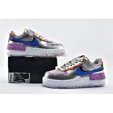 Nike Wmns Air Force 1 Shadow Metallic Silver CW6030-001 Metallic Silver/Fuchsia Glow/Hyper Crimson/Racer Blue DESIGNER Bruce Kilgore SILHOUETTE Air Force 1 TECHNOLOGY Air NICKNAME Metallic Silver CATEGORY Mens Womens Shoes