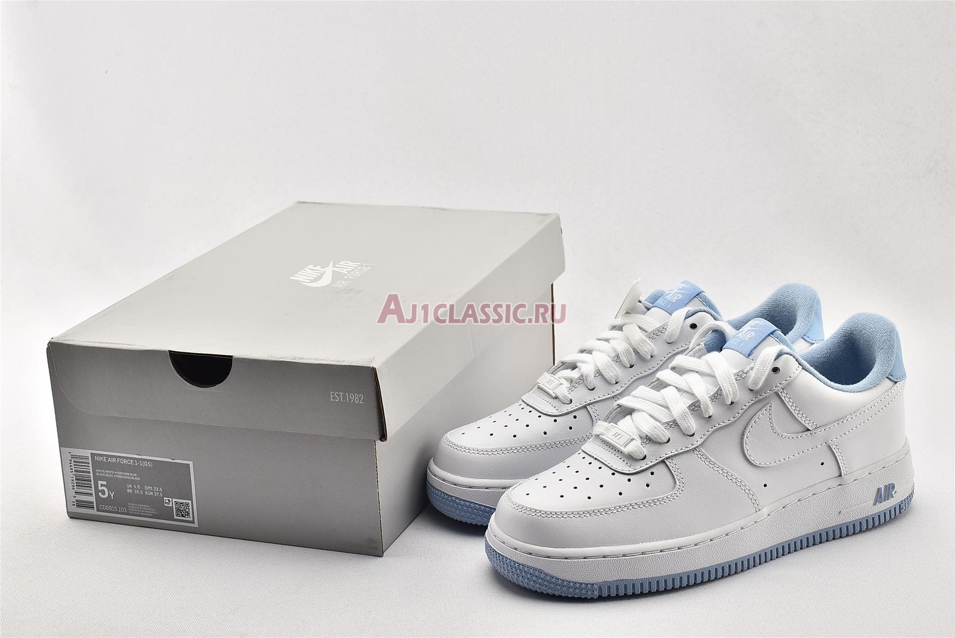 New Nike Air Force 1 GS "White Hydrogen Blue" CD6915-103 Shoes