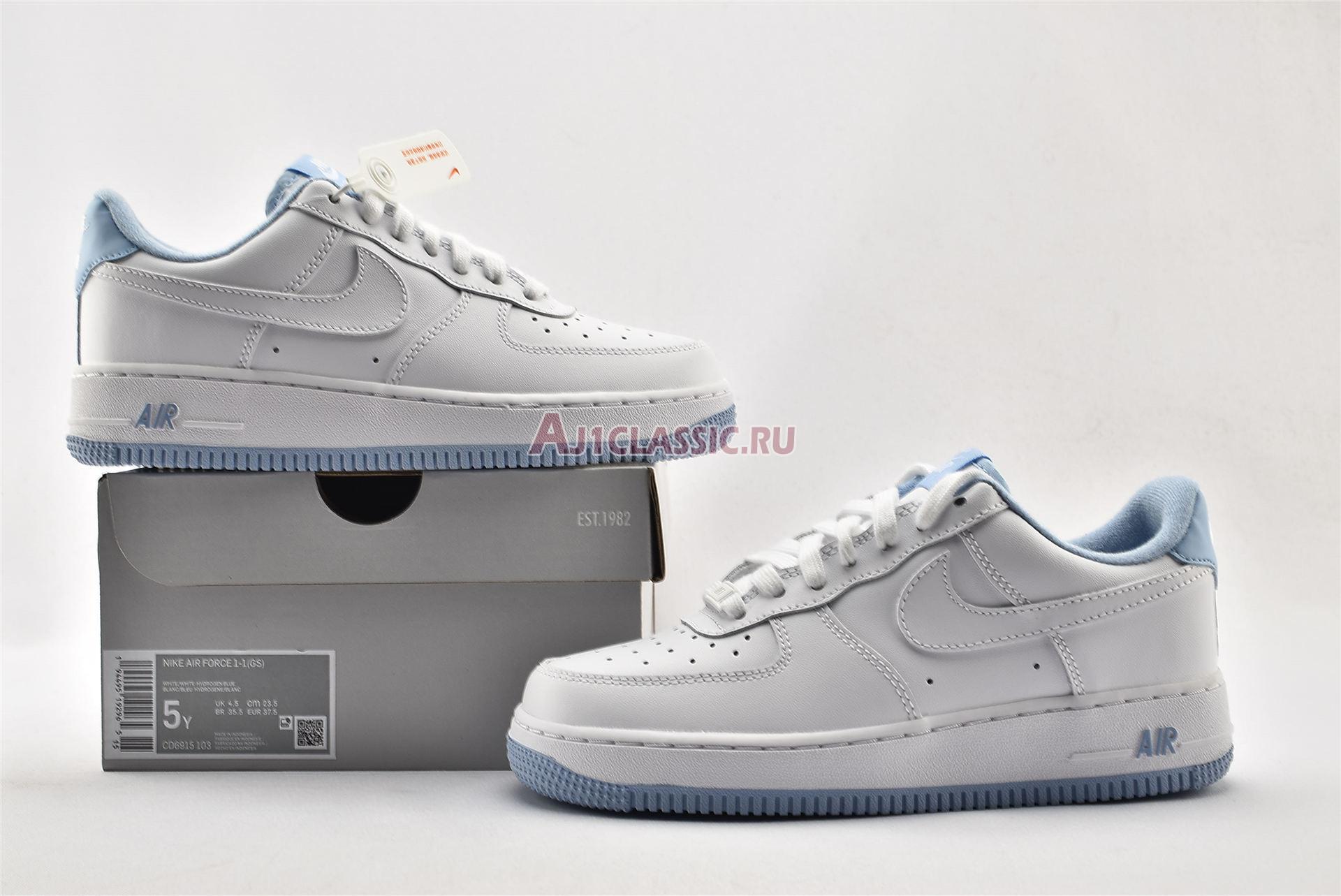 New Nike Air Force 1 GS "White Hydrogen Blue" CD6915-103 Shoes