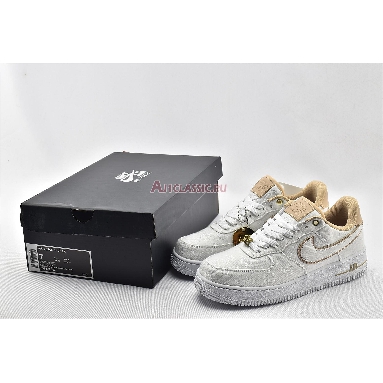 Nike Air Force 1 Low 07 Lux Basketball Print 898889-102 White/White-Metallic Gold-Bio Beige Mens Womens Shoes