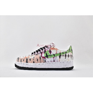 Nike Air Force 1 Low Black Tie Dye CW1267-101 White/Green Strike/Washed Coral/Black Mens Womens Shoes