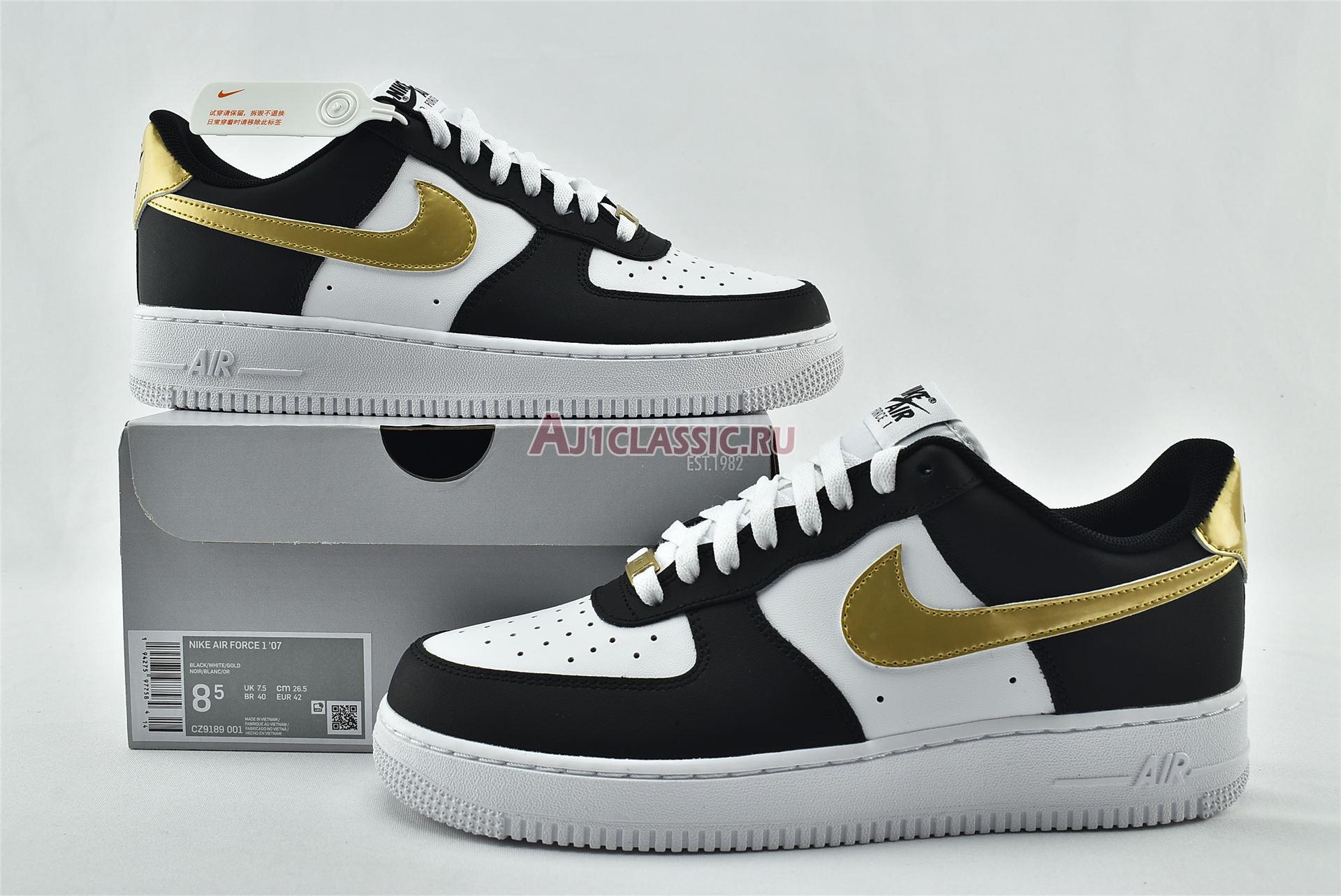 New Nike Air Force 1 07 "Black Gold" CZ9189-001 Shoes