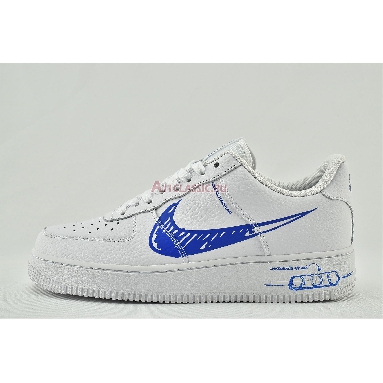 Nike Air Force 1 Low Sketch CW7581-100 White/Royal Blue Mens Womens Shoes