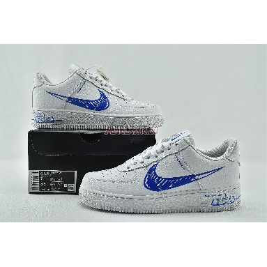 Nike Air Force 1 Low Sketch CW7581-100 White/Royal Blue Mens Womens Shoes