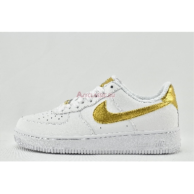 Nike Air Force 1 07 LV8 Gold Foil Swoosh DC2181-100 White/Metallic Gold/White Mens Womens Shoes