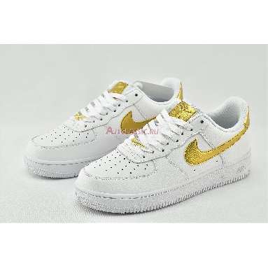 Nike Air Force 1 07 LV8 Gold Foil Swoosh DC2181-100 White/Metallic Gold/White Mens Womens Shoes