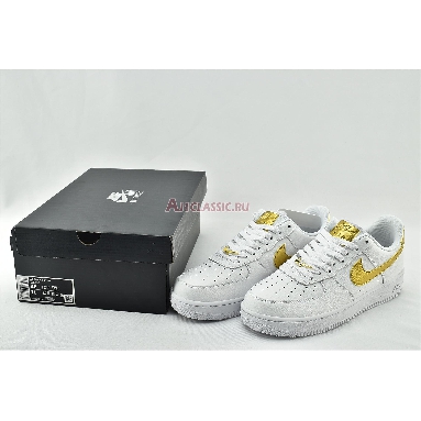 Nike Air Force 1 07 LV8 Gold Foil Swoosh DC2181-100 White/Metallic Gold/White Mens Womens Shoes