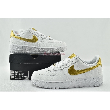 Nike Air Force 1 07 LV8 Gold Foil Swoosh DC2181-100 White/Metallic Gold/White Mens Womens Shoes