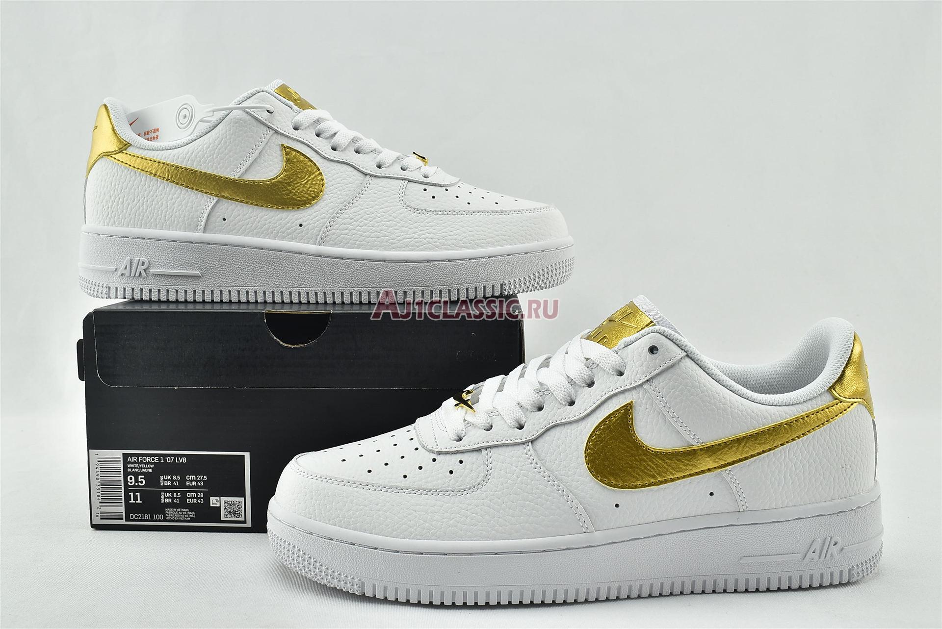 New Nike Air Force 1 07 LV8 "Gold Foil Swoosh" DC2181-100 Shoes