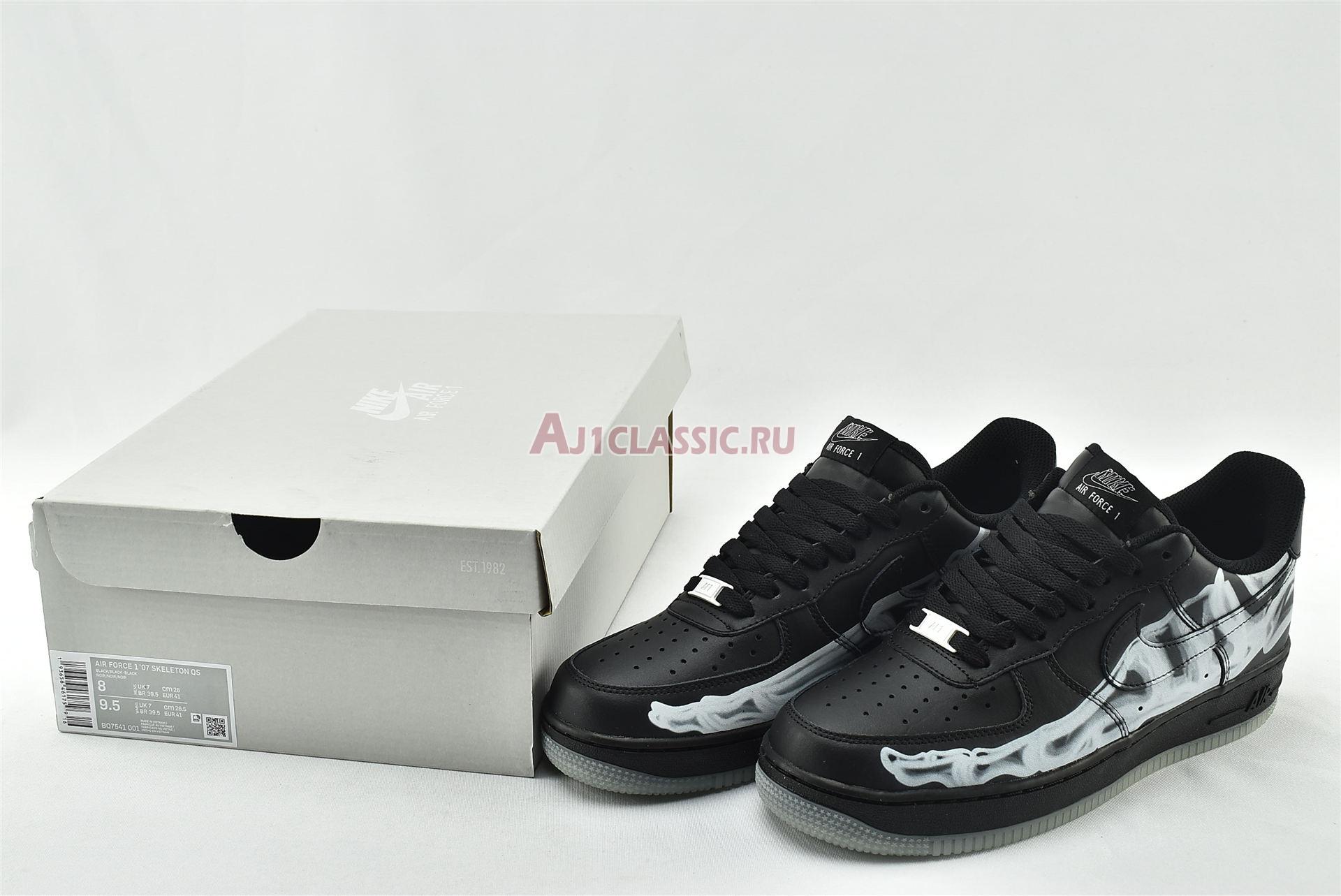 New Nike Air Force 1 07 QS "Black Skeleton" BQ7541-001 Shoes