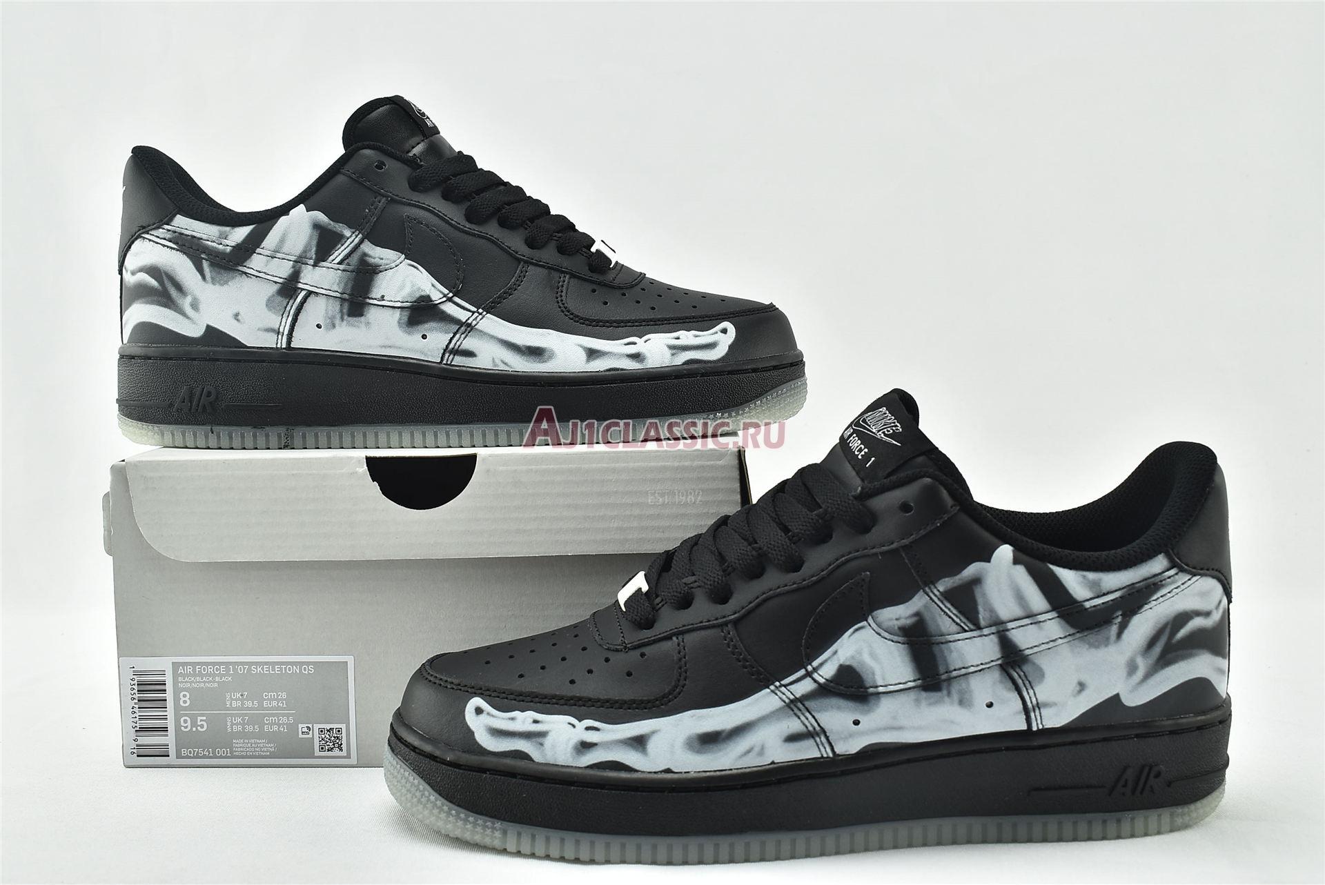 New Nike Air Force 1 07 QS "Black Skeleton" BQ7541-001 Shoes