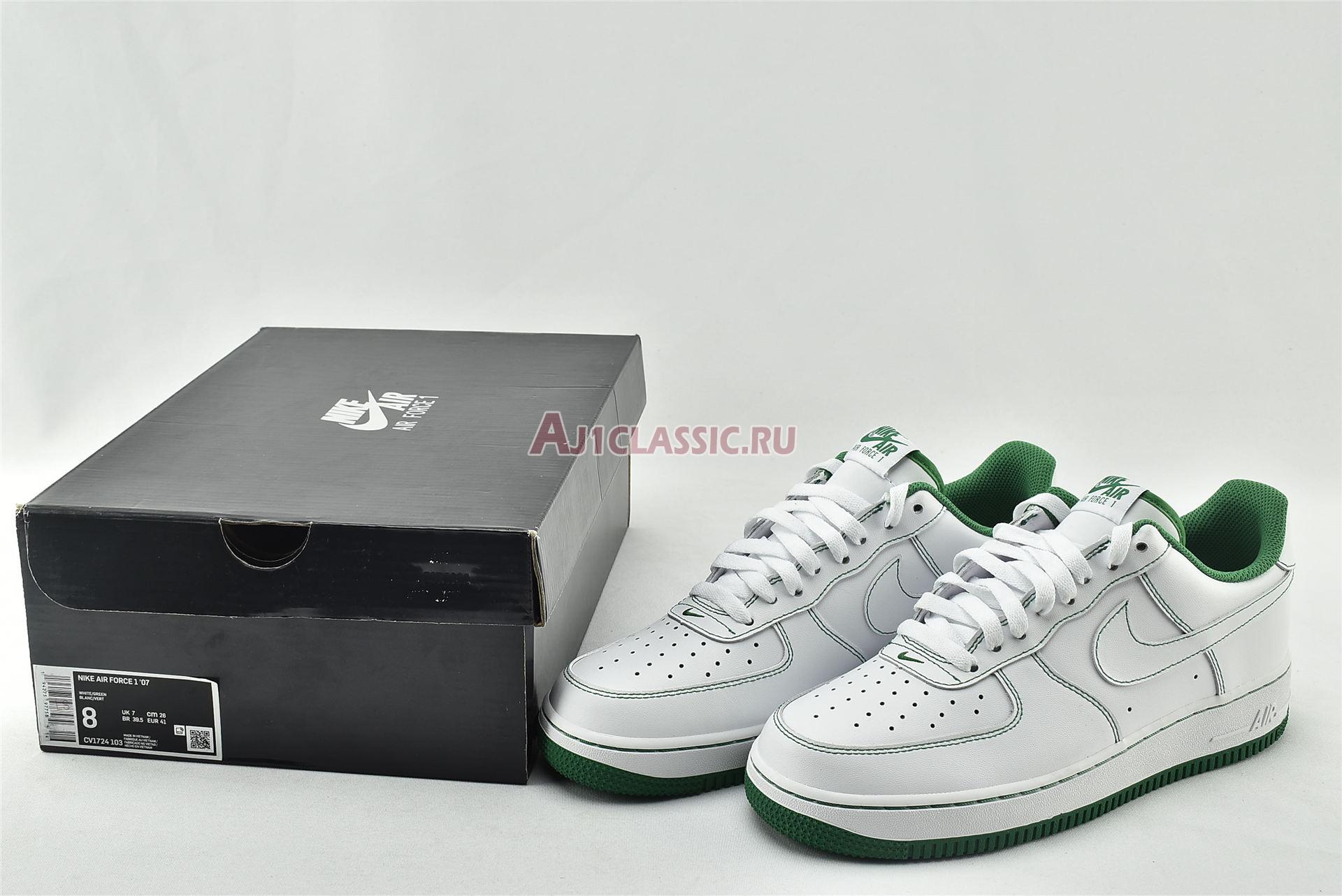 New Nike Air Force 1 07 "Contrast Stitch - White Pine Green" CV1724-103 Shoes