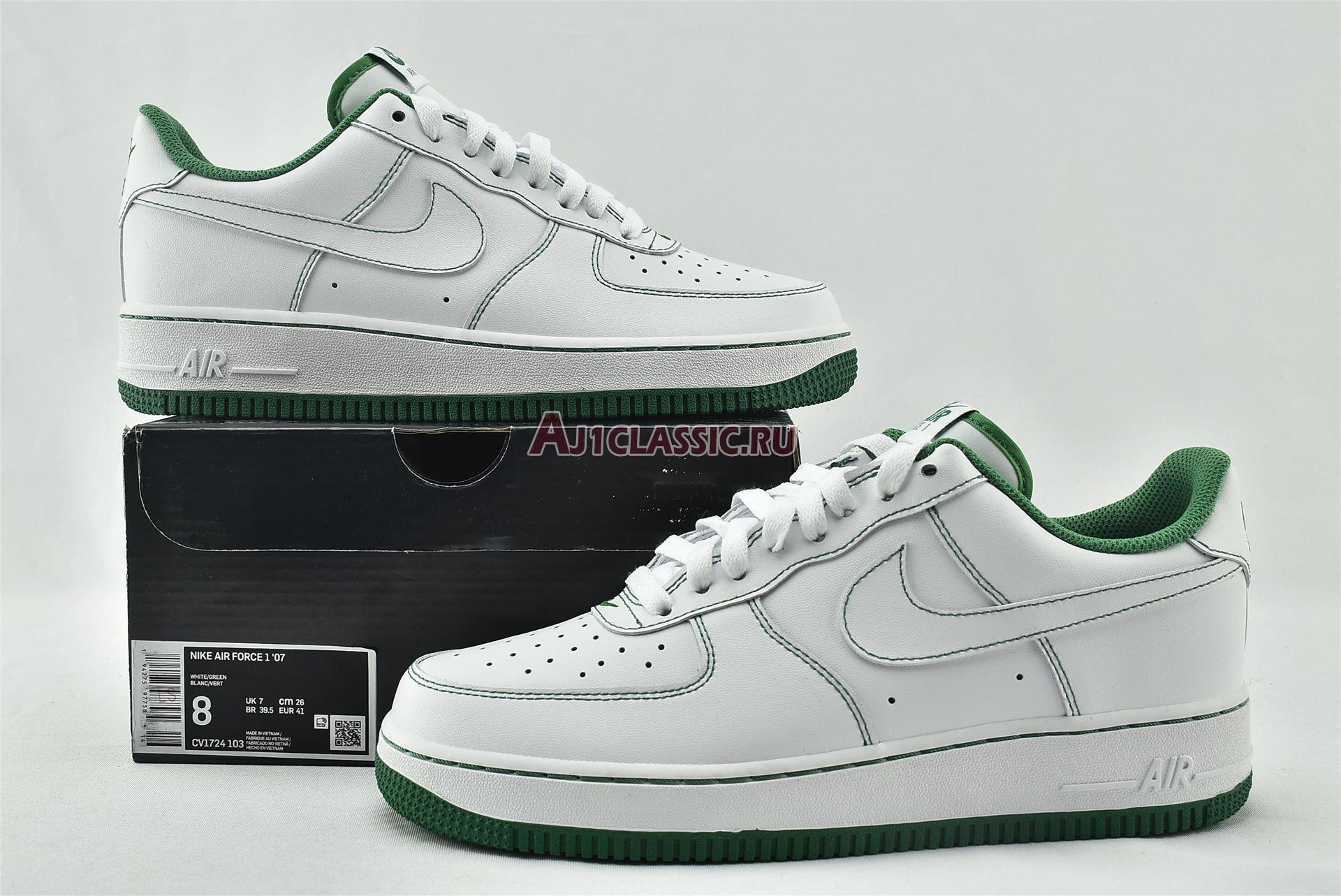 New Nike Air Force 1 07 "Contrast Stitch - White Pine Green" CV1724-103 Shoes