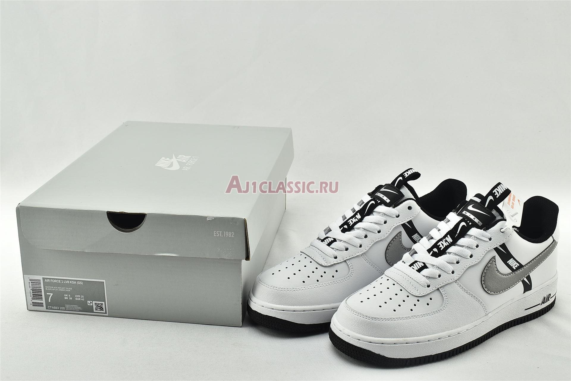 New Nike Air Force 1 LV8 KSA GS "Worldwide Pack - White Reflect Silver" CT4683-100 Shoes