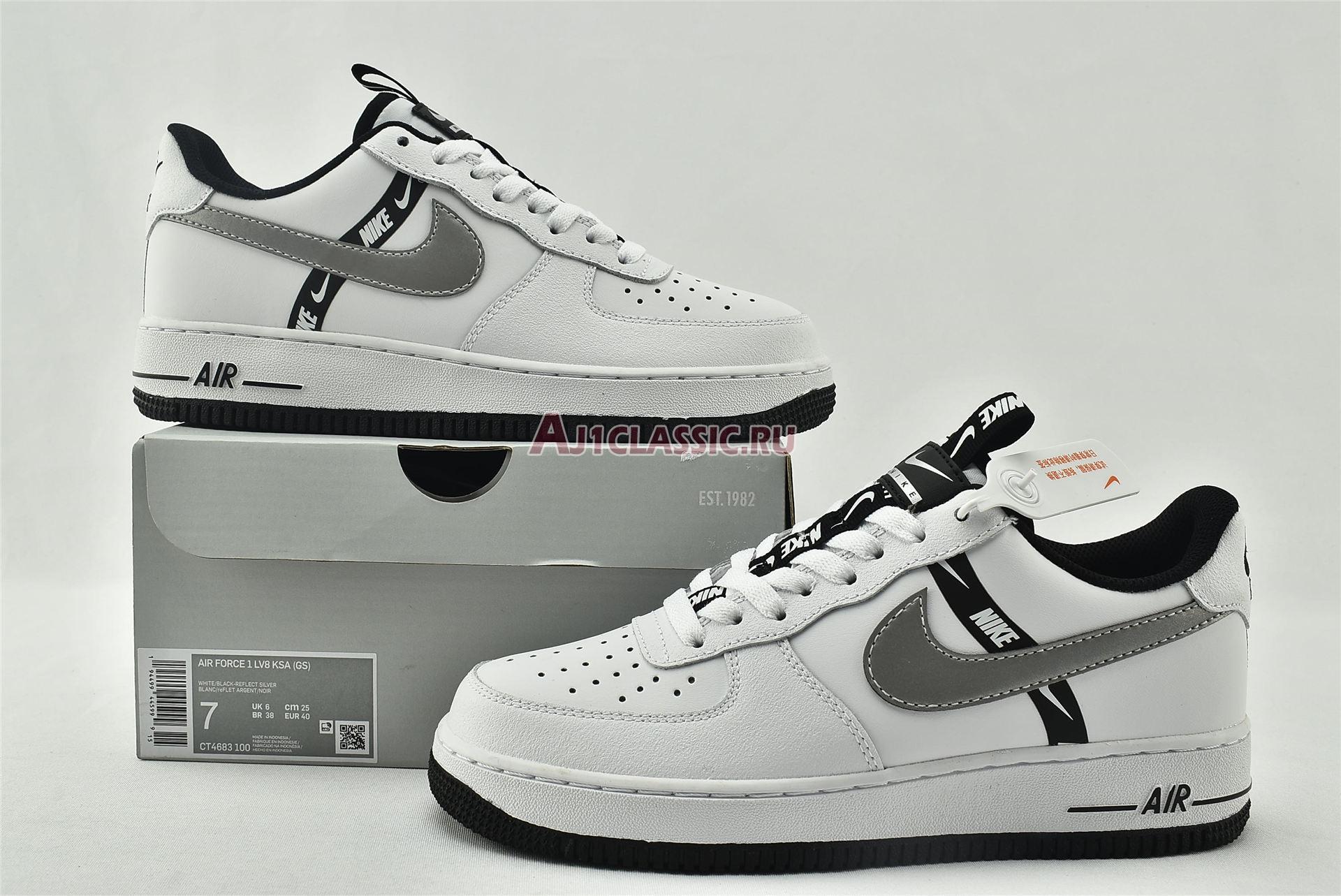 New Nike Air Force 1 LV8 KSA GS "Worldwide Pack - White Reflect Silver" CT4683-100 Shoes