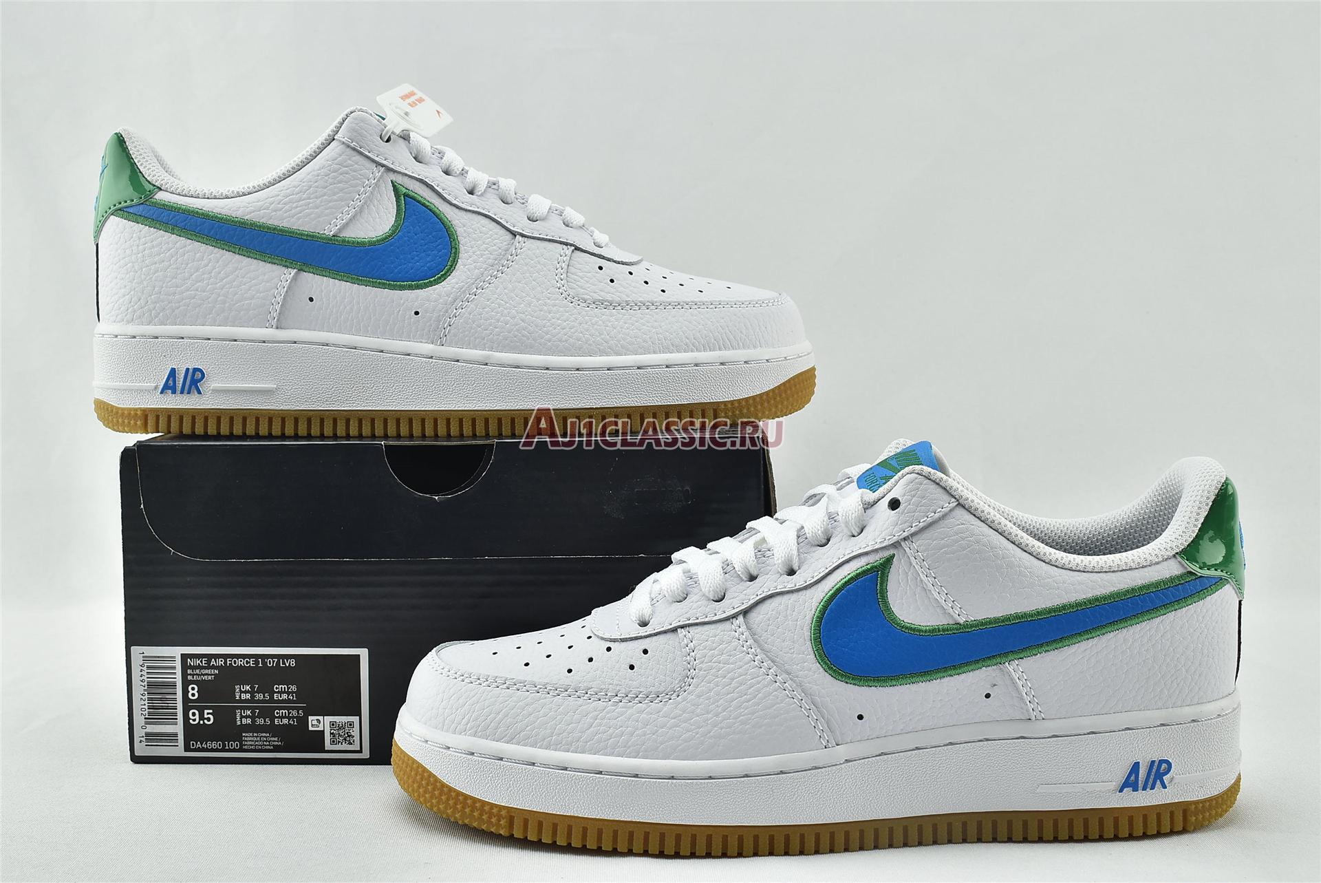 New Nike Air Force 1 Low "White Bright Blue Green" DA4660-100 Shoes