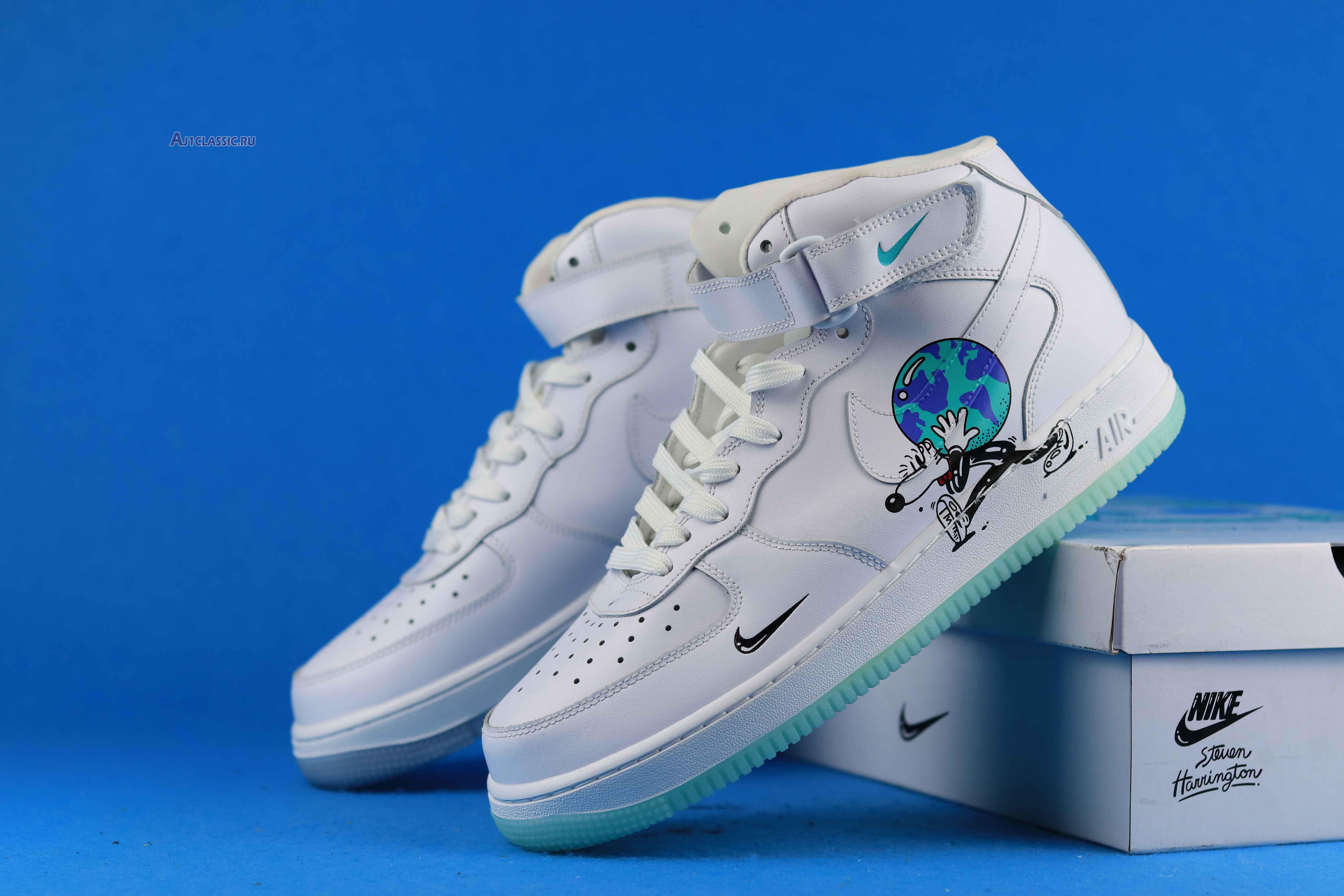 New Steven Harrington x Nike Air Force 1 High Flyleather "Earth Day" CI5545-100 Shoes