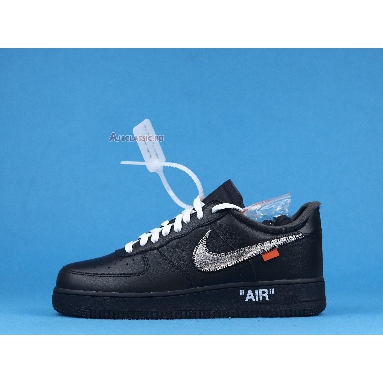 Off-White x Nike Air Force 1 Low 07 MoMA AV5210-001 Black/Metallic Silver-Black Mens Womens Shoes