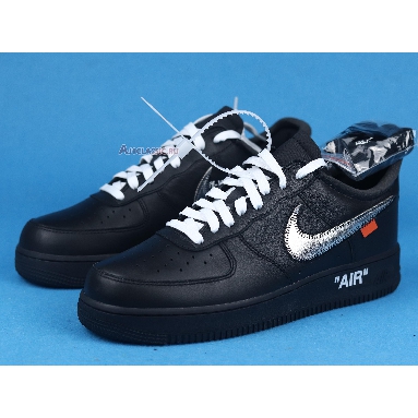 Off-White x Nike Air Force 1 Low 07 MoMA AV5210-001 Black/Metallic Silver-Black Mens Womens Shoes