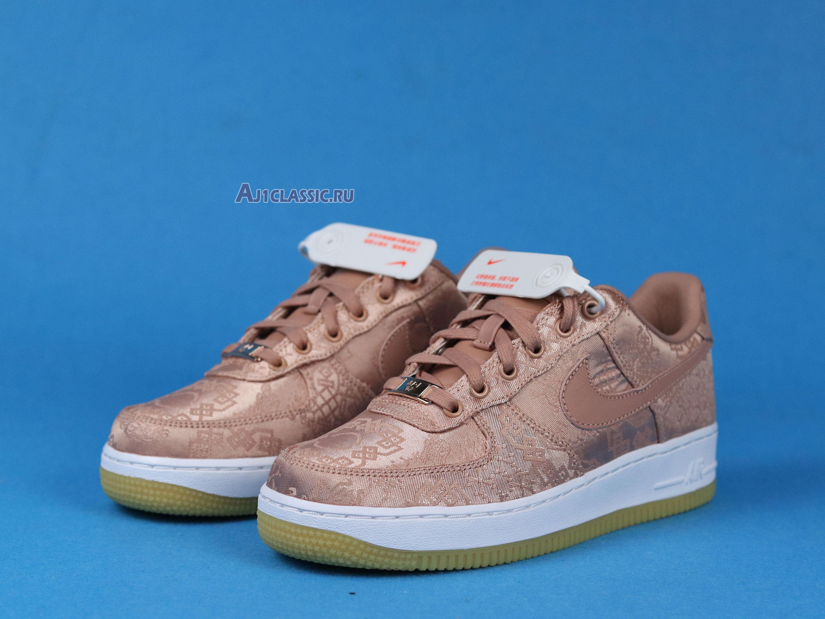 New CLOT x Nike Air Force 1 Low Premium "Rose Gold Silk" CJ5290-600-02 Shoes