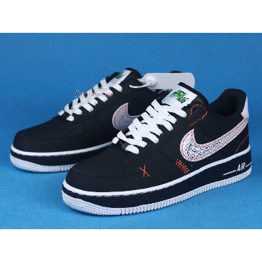 Nike Air Force 1 Low 07 LV8 Exposed Stitching CU6646-001 Black/White/Bright Crimson/Green Strike Mens Womens Shoes