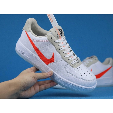 Nike Air Force 1 Low Orange Swoosh CD0888-100 White/Grey/Orange Mens Womens Shoes