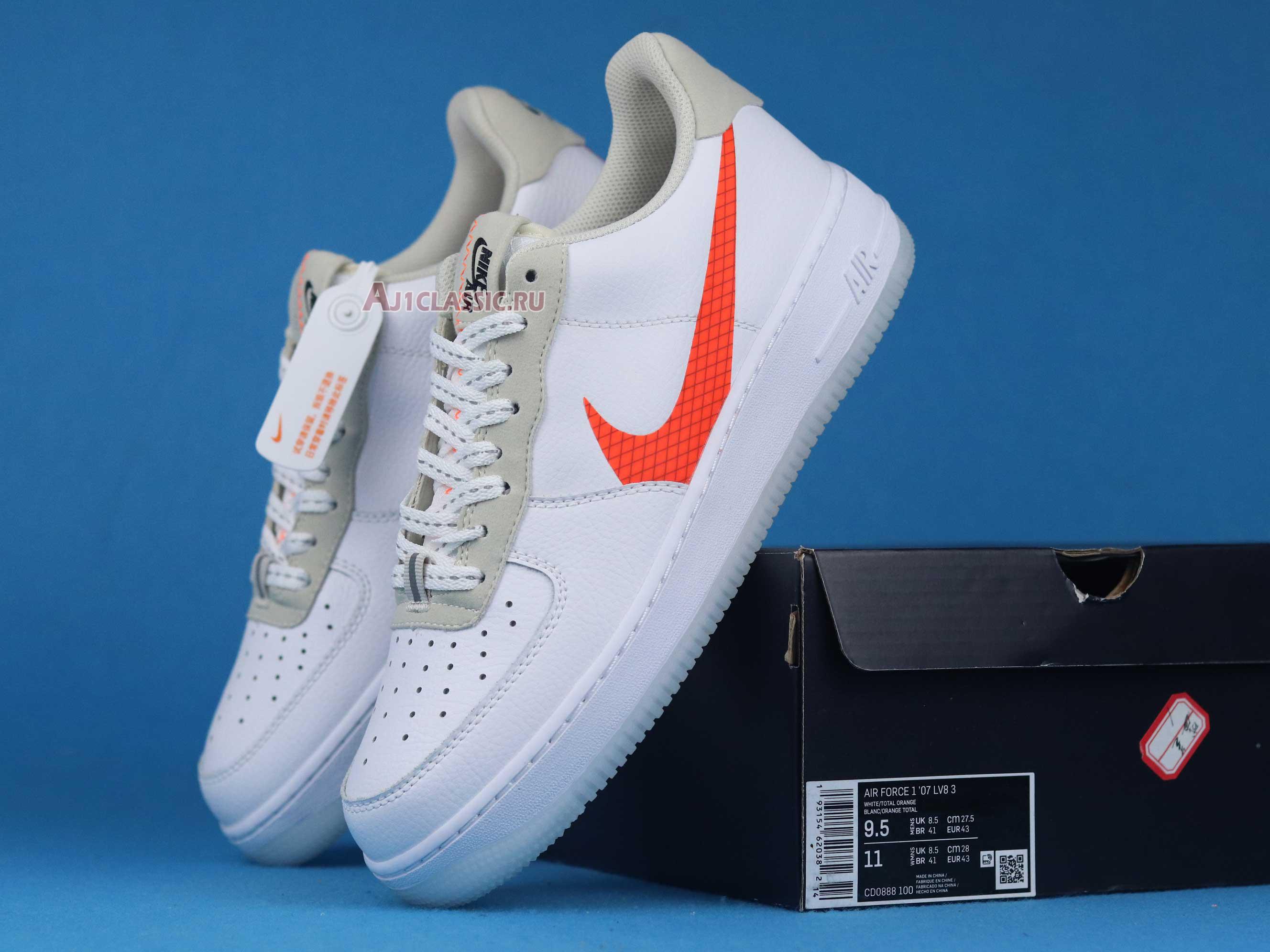 New Nike Air Force 1 Low "Orange Swoosh" CD0888-100 Shoes