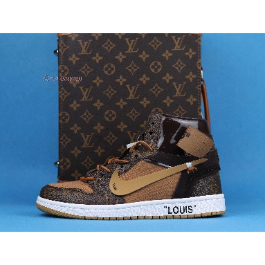 Louis Vuitton x Off-White x Air Jordan 1 Off-Louis AQ0818-202 Brown/Brown-White (Full Set LV Box) Sneakers