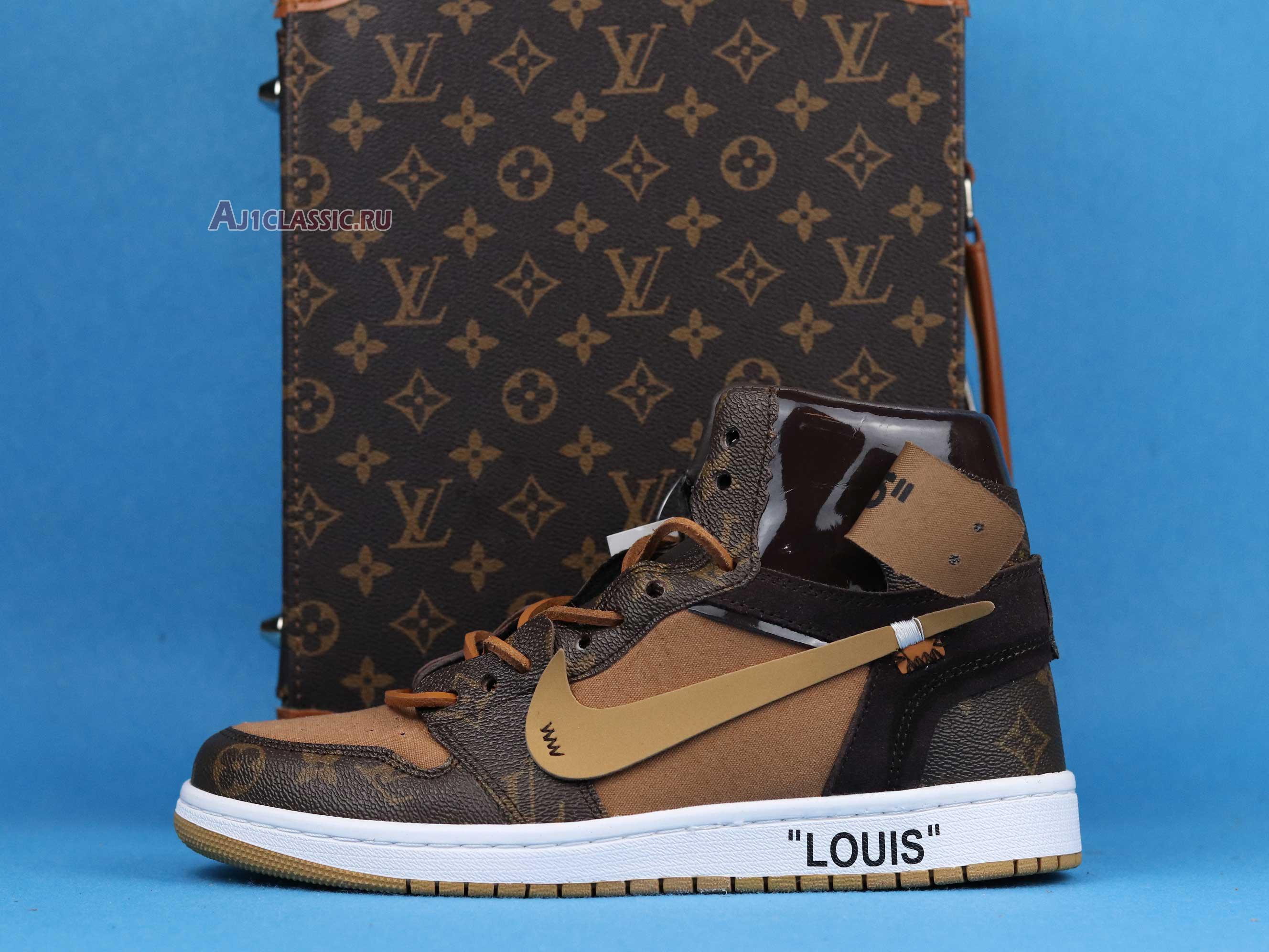 New Louis Vuitton x Off-White x Air Jordan 1 "Off-Louis" AQ0818-202 (Full Set LV Box) Shoes