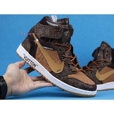 Louis Vuitton x Off-White x Air Jordan 1 Off-Louis AQ0818-202 Brown/Brown-White (Full Set LV Box) Sneakers