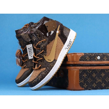 Louis Vuitton x Off-White x Air Jordan 1 Off-Louis AQ0818-202 Brown/Brown-White (Full Set LV Box) Sneakers