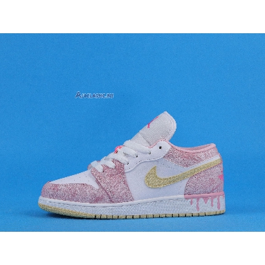 Air Jordan 1 Low GS Strawberry Ice Cream CW7104-601 Arctic Punch/Pale Vanilla/White Sneakers