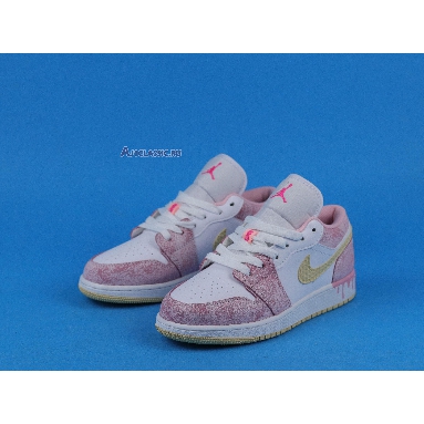 Air Jordan 1 Low GS Strawberry Ice Cream CW7104-601 Arctic Punch/Pale Vanilla/White Sneakers