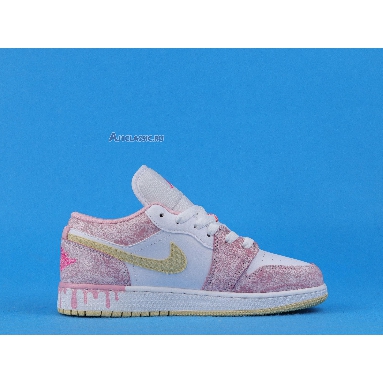 Air Jordan 1 Low GS Strawberry Ice Cream CW7104-601 Arctic Punch/Pale Vanilla/White Mens Womens Shoes