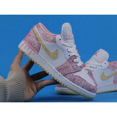 Air Jordan 1 Low GS Strawberry Ice Cream CW7104-601 Arctic Punch/Pale Vanilla/White Sneakers