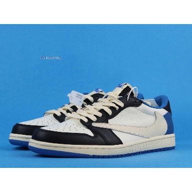 Travis Scott x fragment x Air Jordan 1 Low OG Military Blue CQ3227-105 Sail/Black-Military Blue/White Mens Womens Shoes