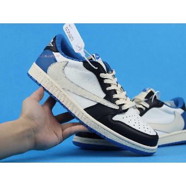 Travis Scott x fragment x Air Jordan 1 Low OG Military Blue CQ3227-105 Sail/Black-Military Blue/White Mens Womens Shoes