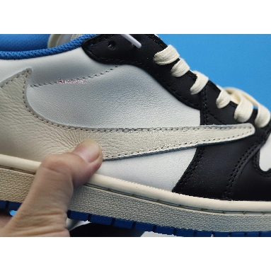 Travis Scott x fragment x Air Jordan 1 Low OG Military Blue CQ3227-105 Sail/Black-Military Blue/White Mens Womens Shoes