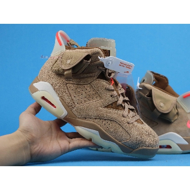 Travis Scott x Air Jordan 6 Retro British Khaki DH0690-200 British Khaki/Sail/Bright Crimson Mens Womens Shoes