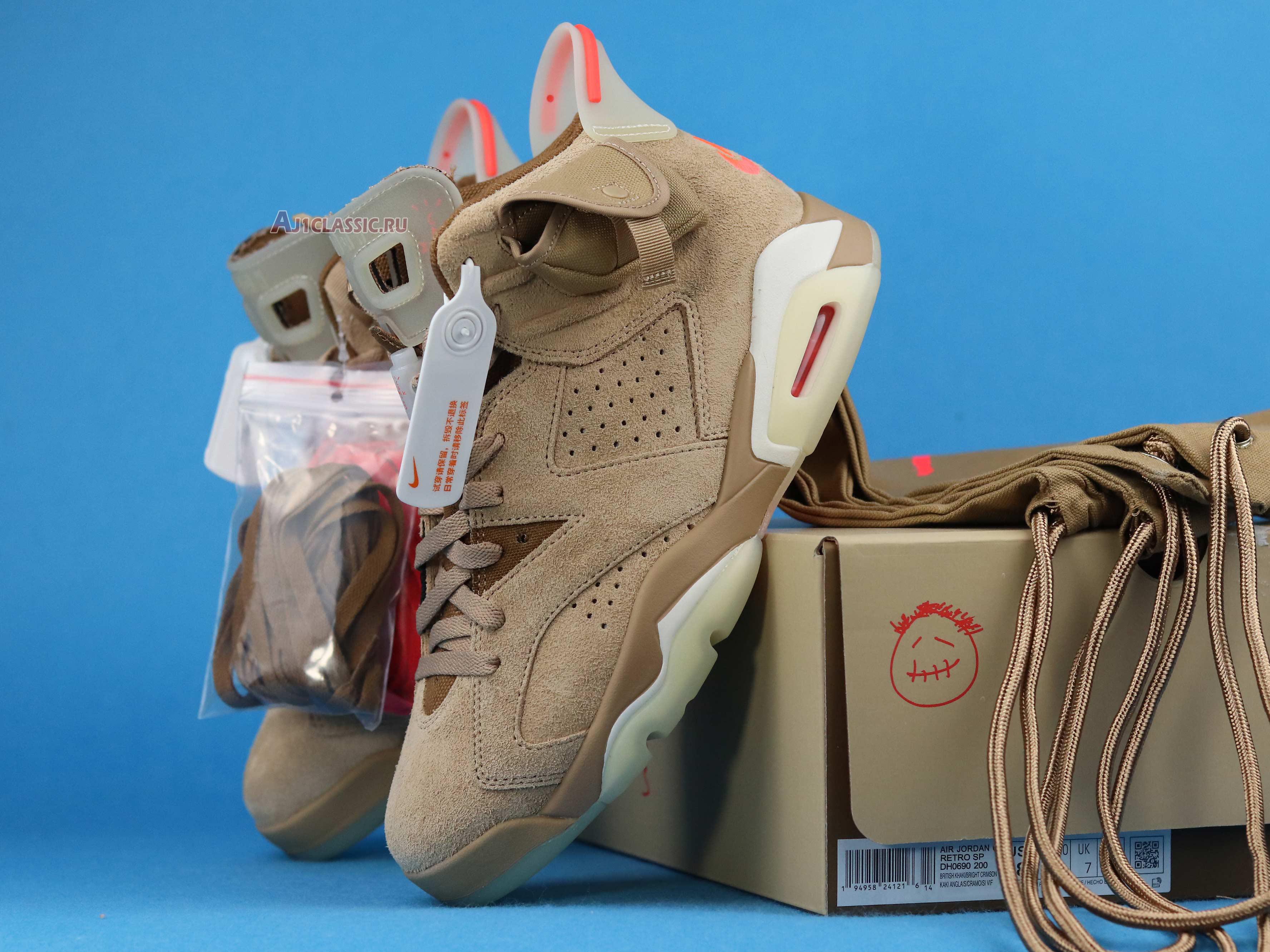 New Travis Scott x Air Jordan 6 Retro "British Khaki" DH0690-200 Shoes